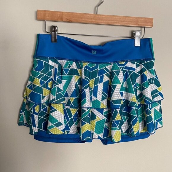 Solfire Mini Skort Womens Medium M Geometric Tennis Active Ruffle - Picture 4 of 6